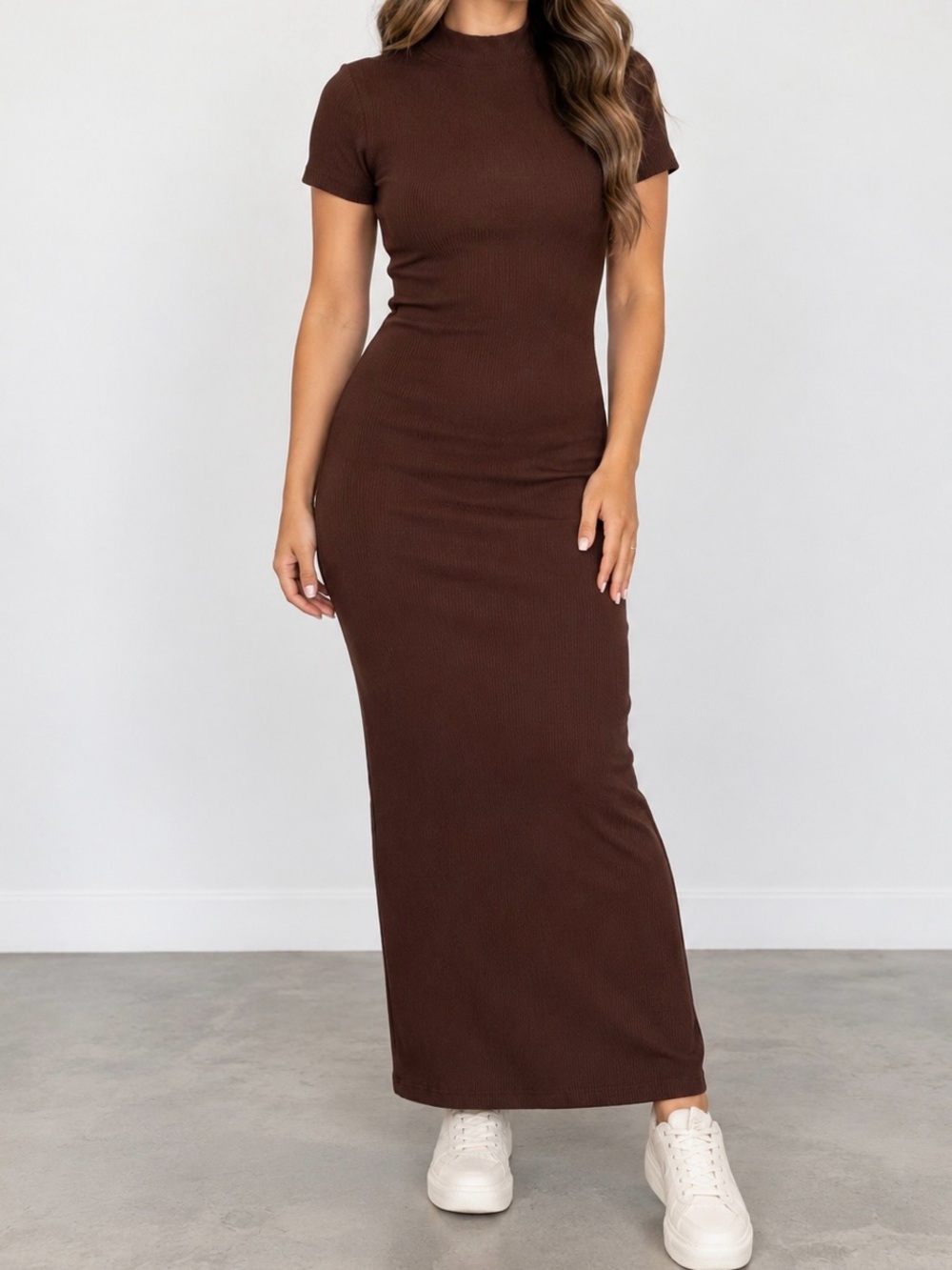 Fashion Nova Brown Ribbed Bodycon Maxi Dress Size XL